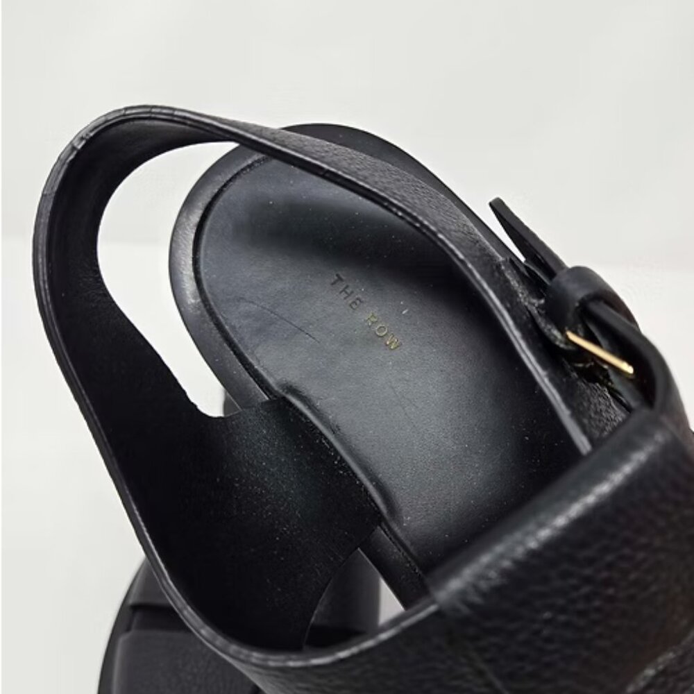 The Row Black Fisherman's Leather Sandals Size 36 - Picture 3 of 4